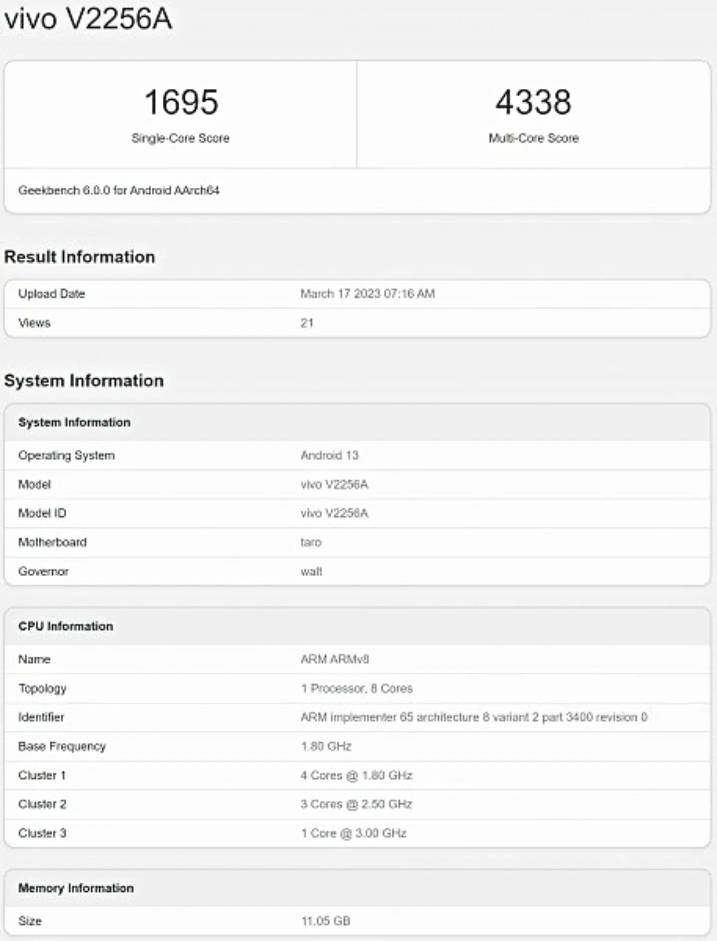 Vivo X Flip spotted on Geekbench