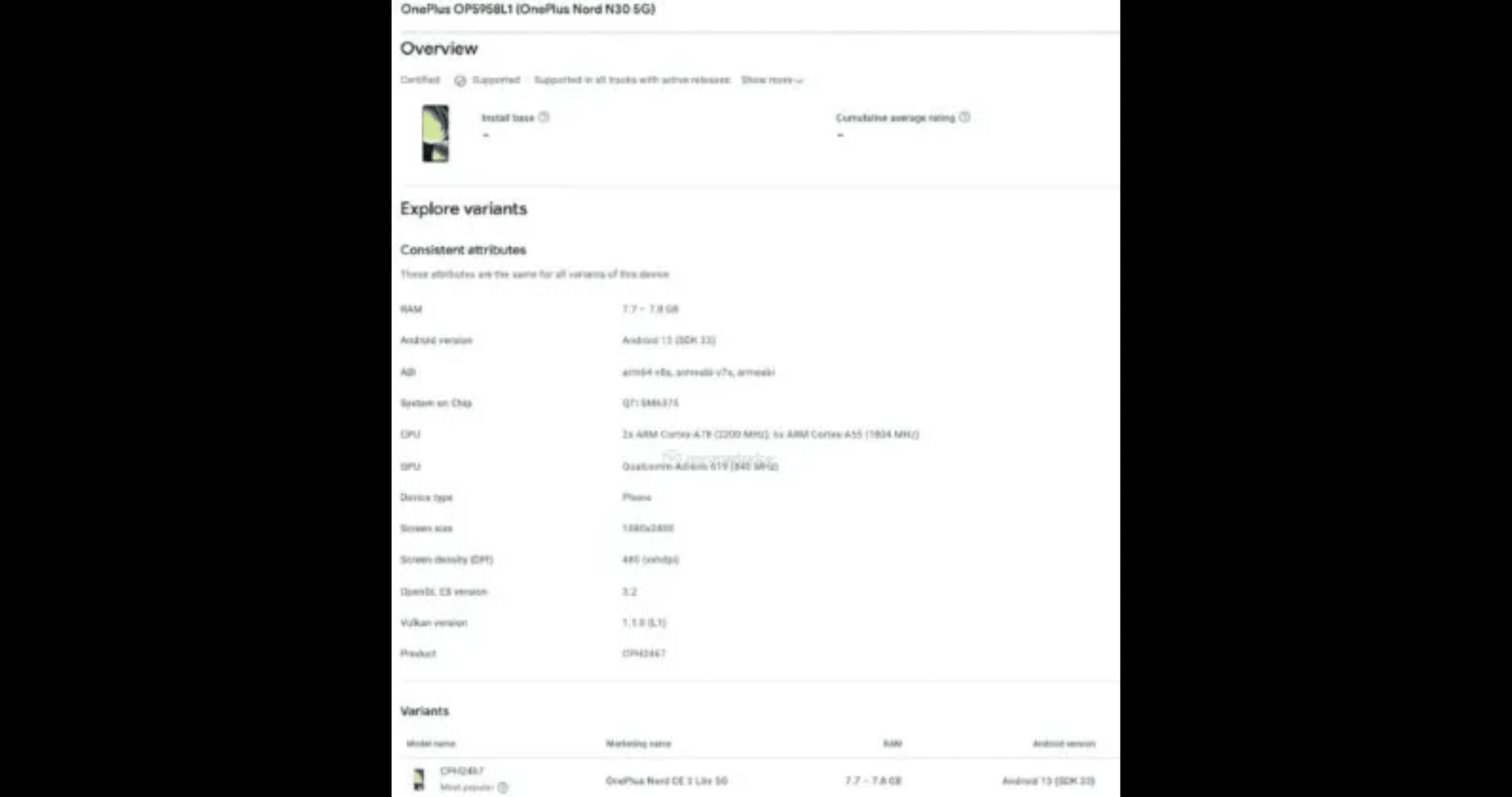 OnePlus Nord N30 5G appeared Google Play Console