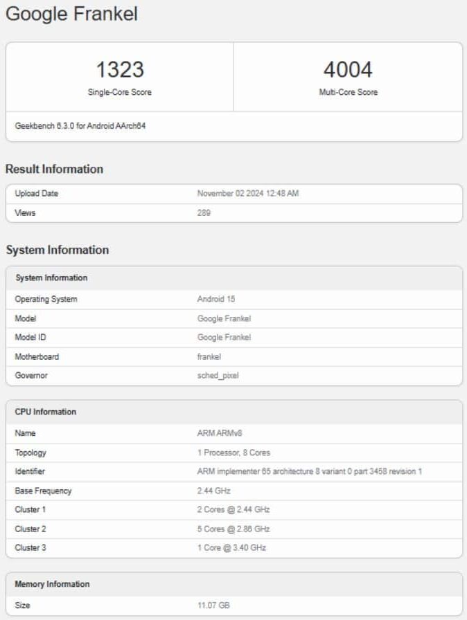 Google Tensor G5 spotted on Geekbench