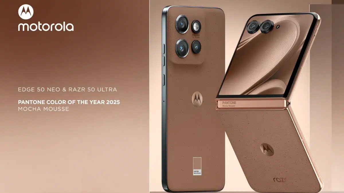 Moto Razr 50 Ultra and Moto Edge 50 Neo Mocha Mousse Color Launched, Moto Razr 50 Ultra Mocha Mousse Color Launched, Moto Edge 50 Neo Mocha Mousse Color Launched, Moto Razr 50 Ultra, Moto Edge 50 Neo, Motorola