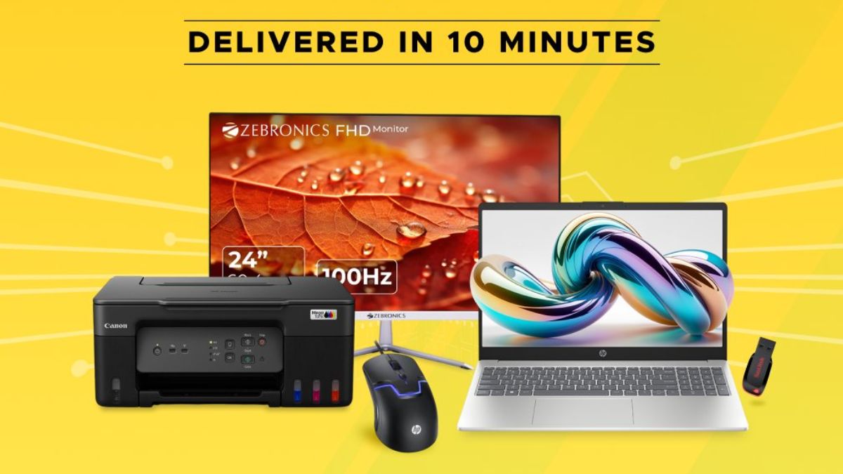 Blinkit electronics delivery, 10-minute delivery laptops, Blinkit laptops and monitors, quick delivery electronics India.